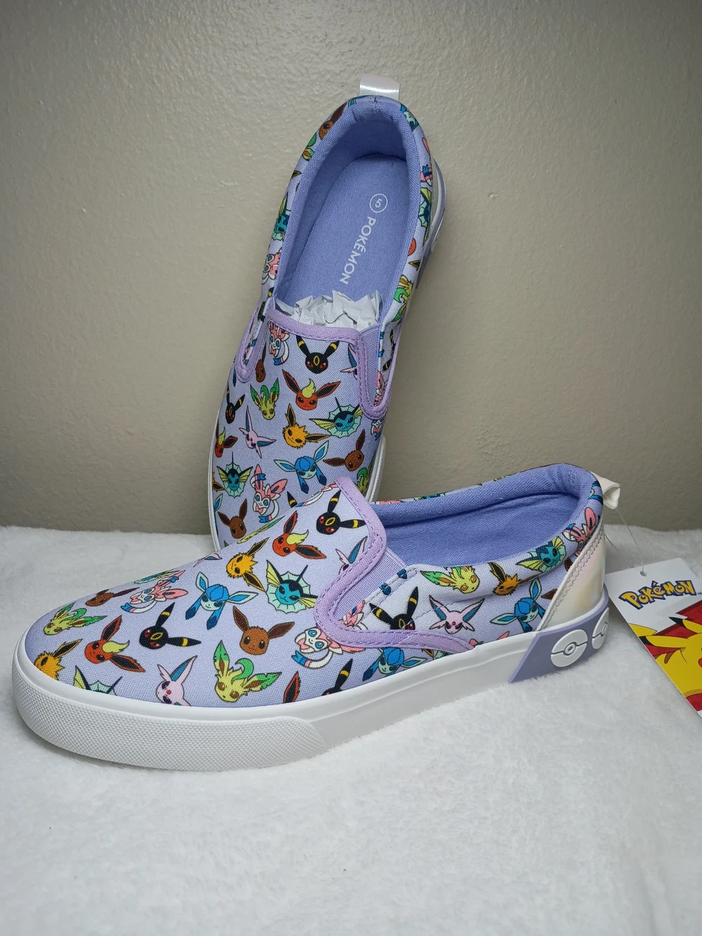 Pokemon Kids Slip-On Sneakers Lavender Multicolor Eevee Evolutions